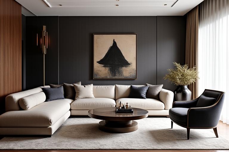 An elegantly designed living room in a Knightsbridge Residence, showcasing bespoke furniture and sophisticated details.