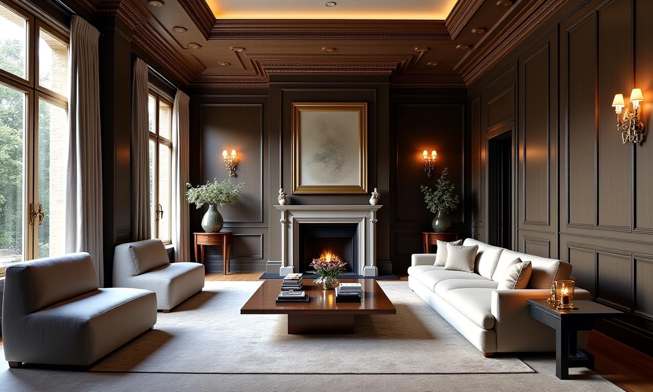 An elegantly designed living room in a Knightsbridge Residence, showcasing bespoke furniture and sophisticated details.